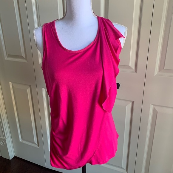 Vince Camuto Bright pink ruffled top. - Picture 2 of 3
